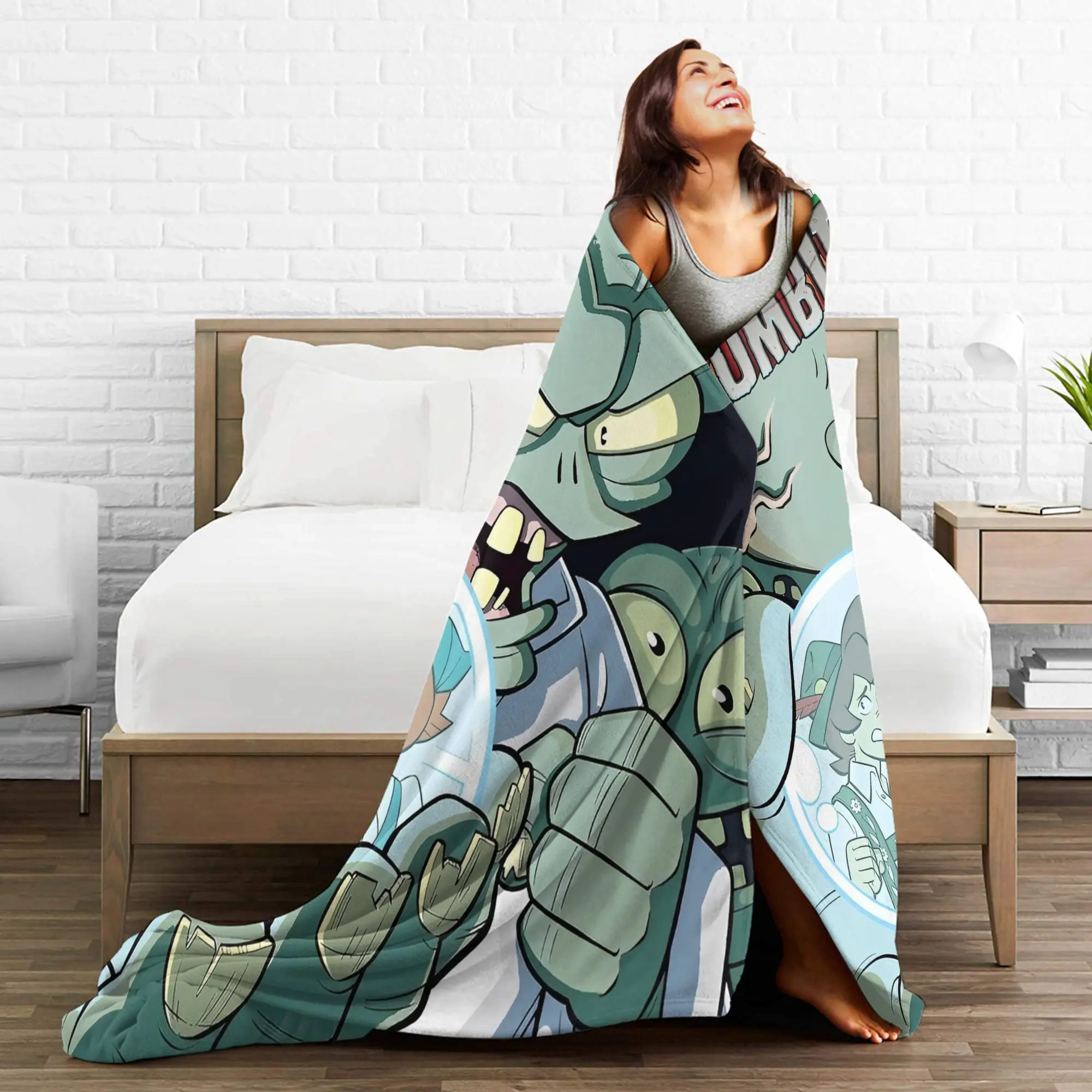 لعبة P-Plants-vs-Zombie بطانية ناعمة دافئة السفر مكتب أفخم رمي بطانية ديكور المنزل الفانيلا المفرش أريكة غطاء سرير #4