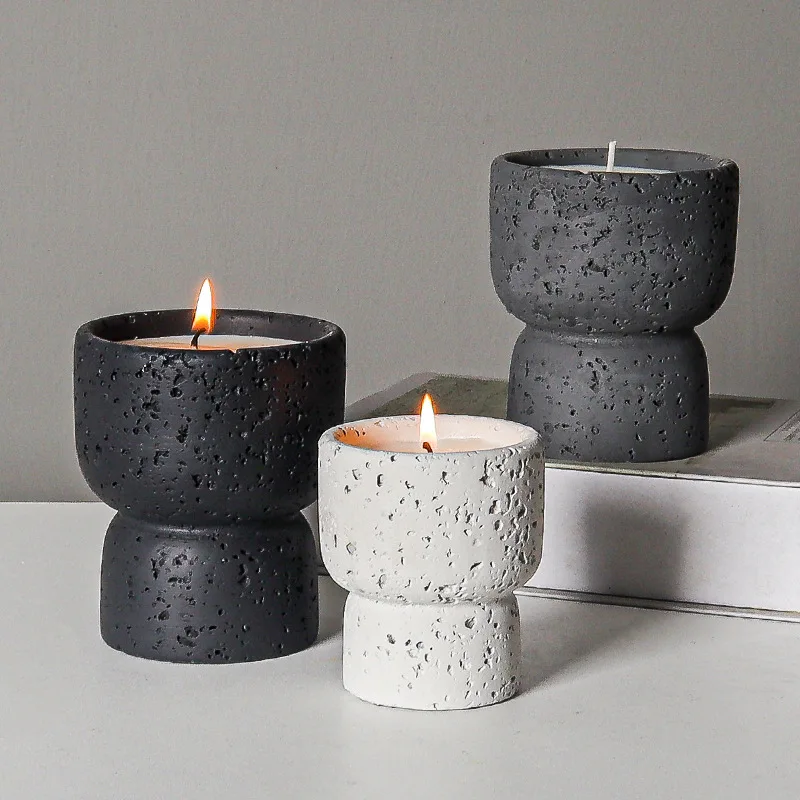 Simple Cement Home Aromatherapy Candle Empty Cup Diy High-value Crafts Indoor Candlestick Modern Home Decoration Ornaments