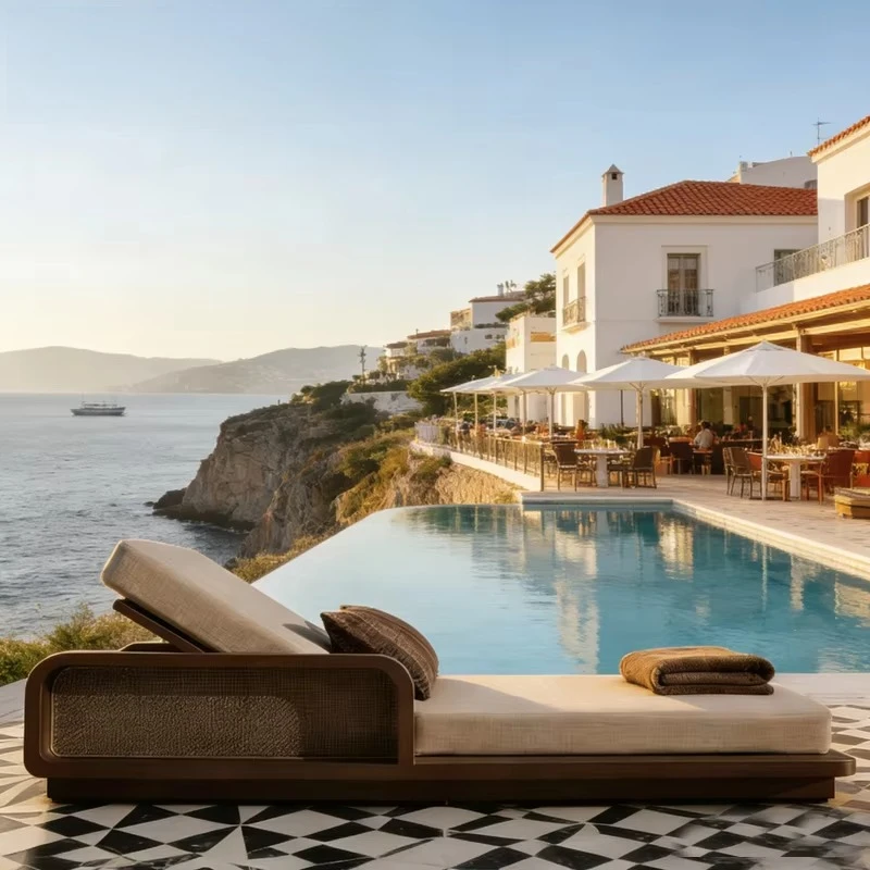 Luxury Villa Swimming Pool Outdoor Sun Lounger Modern Resort Outdoor Lounger Chairs Patio Outdoor Sun Lounger Beach Sun Loungers
