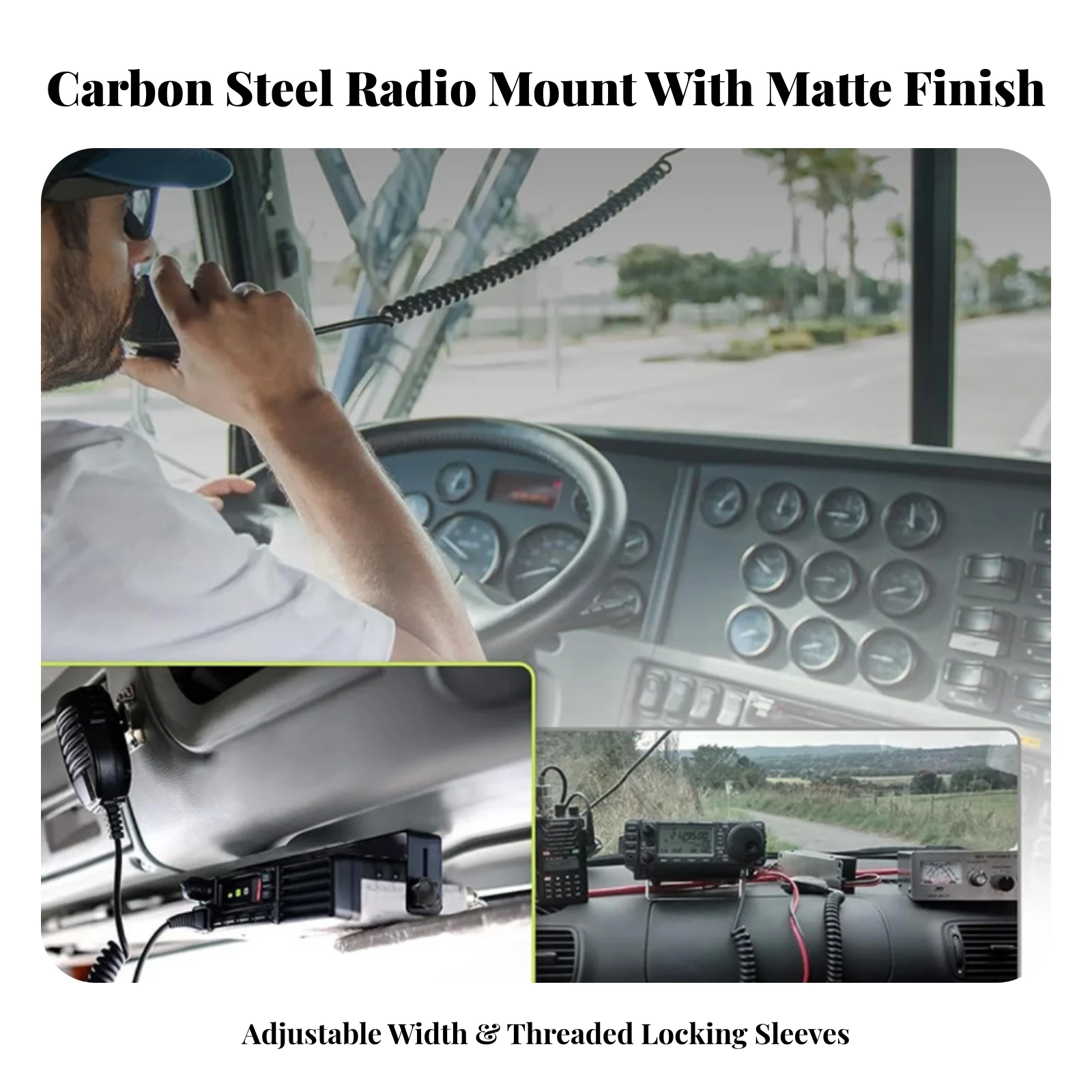 CB Radio Mounting Bracket Adjustable CB Bracket Sturdy Secure for Truckers, Trucks, Vehicles