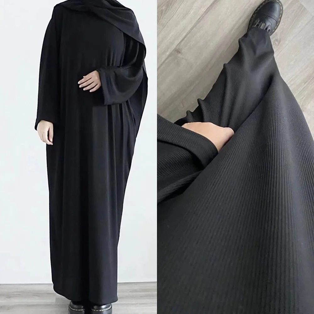 Corduroy Abaya Winter Thick Warm Ramadan Islamic Clothing High Quality Muslim Women\'s Long Sleeve Dress MU-657