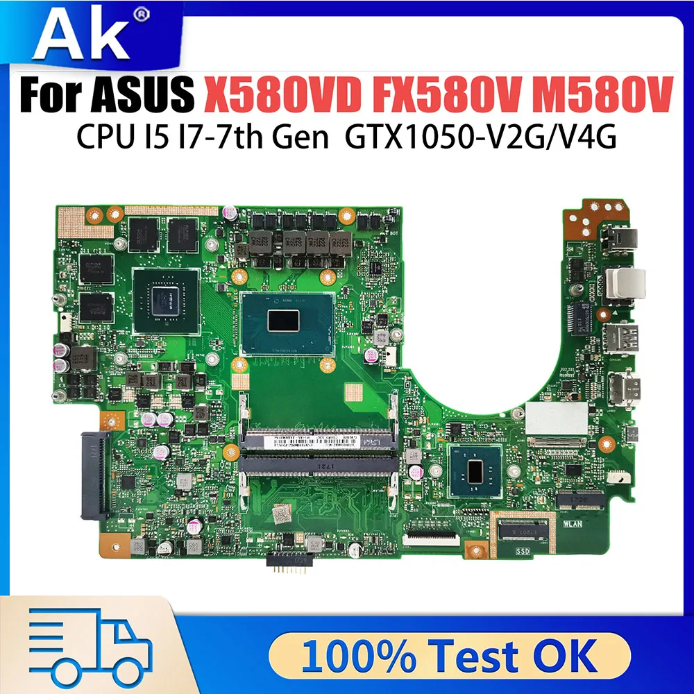 

X580VD Notebook Motherboard For ASUS X580VN N580V N580V NX580V FX580V M580V Mainboard I5 I7-7th CPU GTX1050 MX150 GPU DDR4