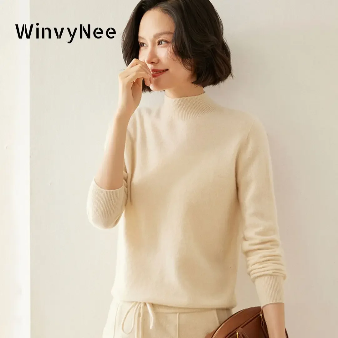 WinvyNee Women Clothing Cashmere Wool Sweaters Crew Neck Long Sleeve Tops Jumpers Soft Warm Knitted Pullovers Winter A1264030