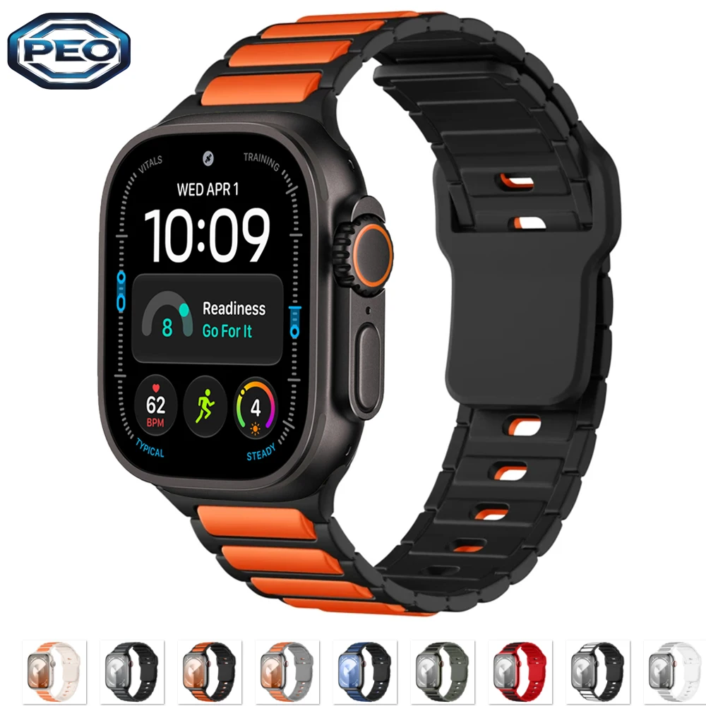 Sport Straps for Apple watch Ultra 4 3 2 49mm band 46mm 45mm 42 40 44mm Silicone link bracelet iwatch Series 12 11 10 9 8 7 6 SE