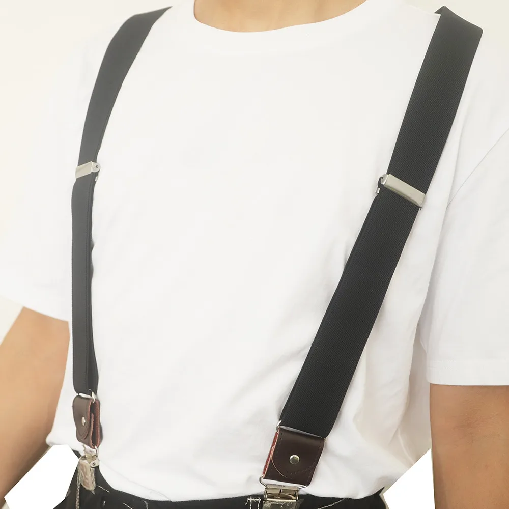 PU Leather Suspenders Men 3 Clips Male Suspensorios Adjustable Belt Strap Bretelles Vintage Men Clothing Accessories