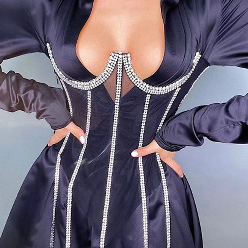 New metal chain shapewear female dark Department of spicy girl biker wind corset Tie adjustable halter undershirt female