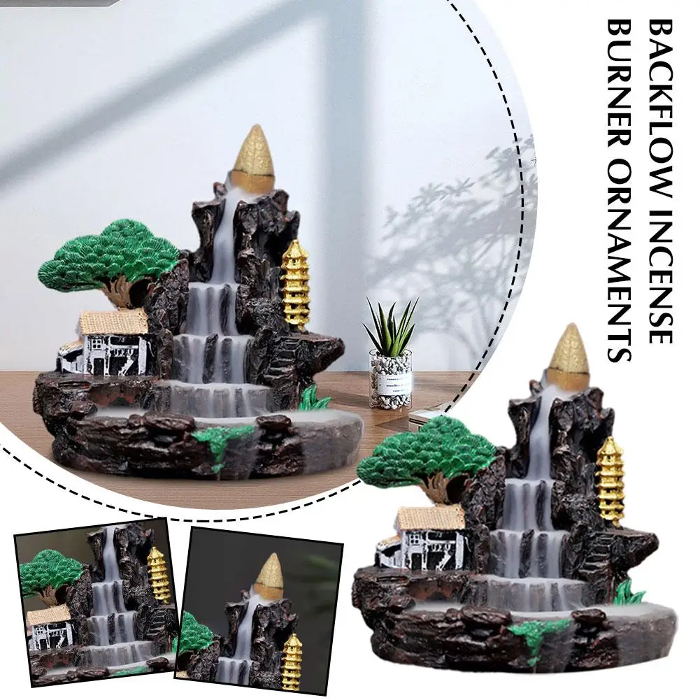 Home Decorations Windproof Backflow Incense Fountain&candlestick Incense Indoor Ornaments Desktop M1a7