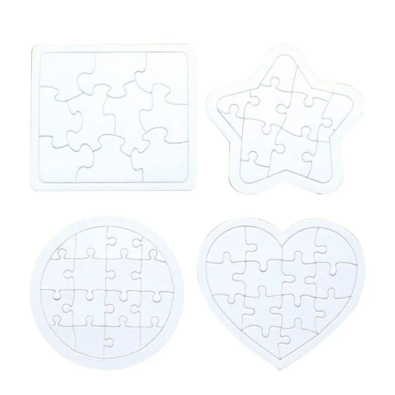 4 pezzi puzzle vuoti per bambini disegno fai da te tavolo per doodle cuore bianco quadrato rotondo facile da montare decorare puzzle