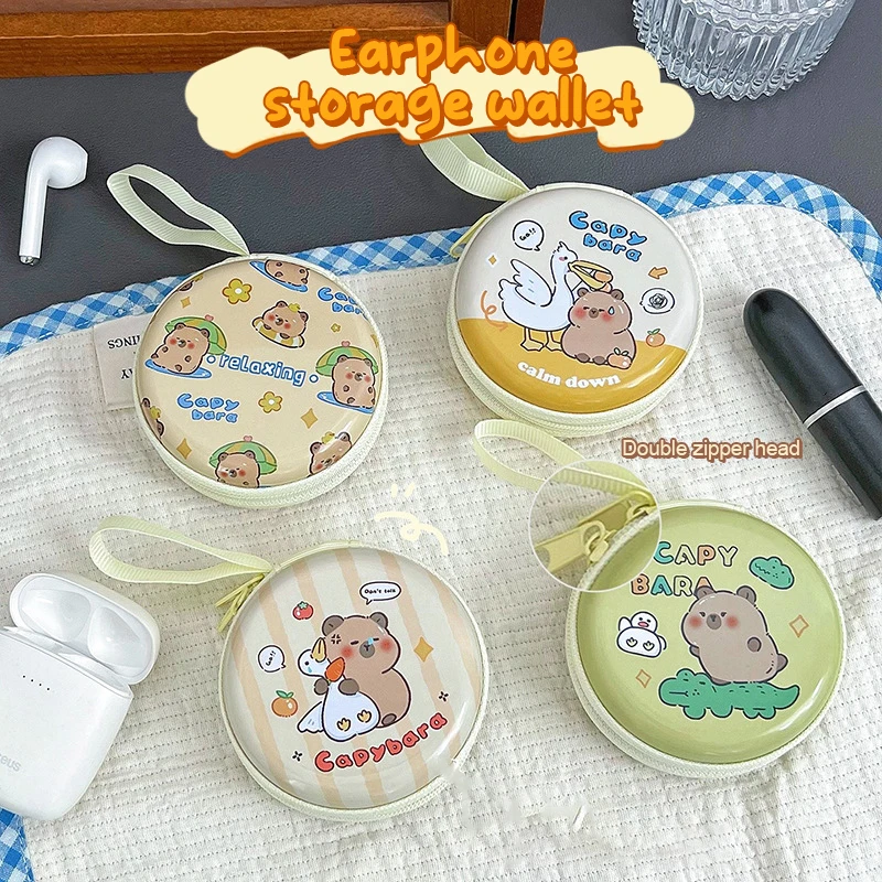 Cartoon Tinplate Capybara Mini Coin Bag Purses Kawaii Cartoon Multi-functional Wallet Portable Creative Storage Bag Purse Gifts