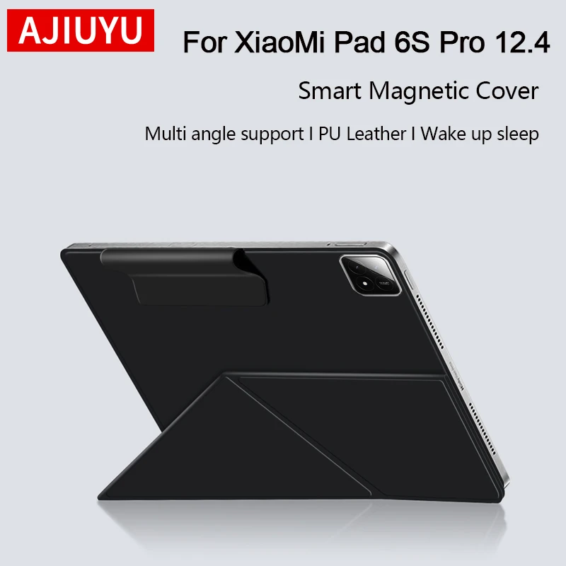 AJIUYU Smart Book Cover for XiaoMi Pad 6S Pro 12.4 inch Magnetic Double-Sided Protective Case for Mi Pad 6S Pro 12.4 Stand Shell