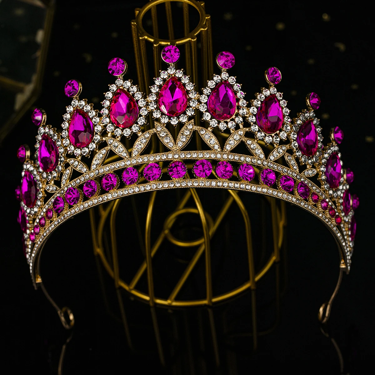 الوردي الأميرة على غرار تاج كلاسيكي Waterdrop الغلاف الجوي كريستال العصابات الشعر المرأة هيربيسي الزفاف إكسسوارات الشعر مجوهرات