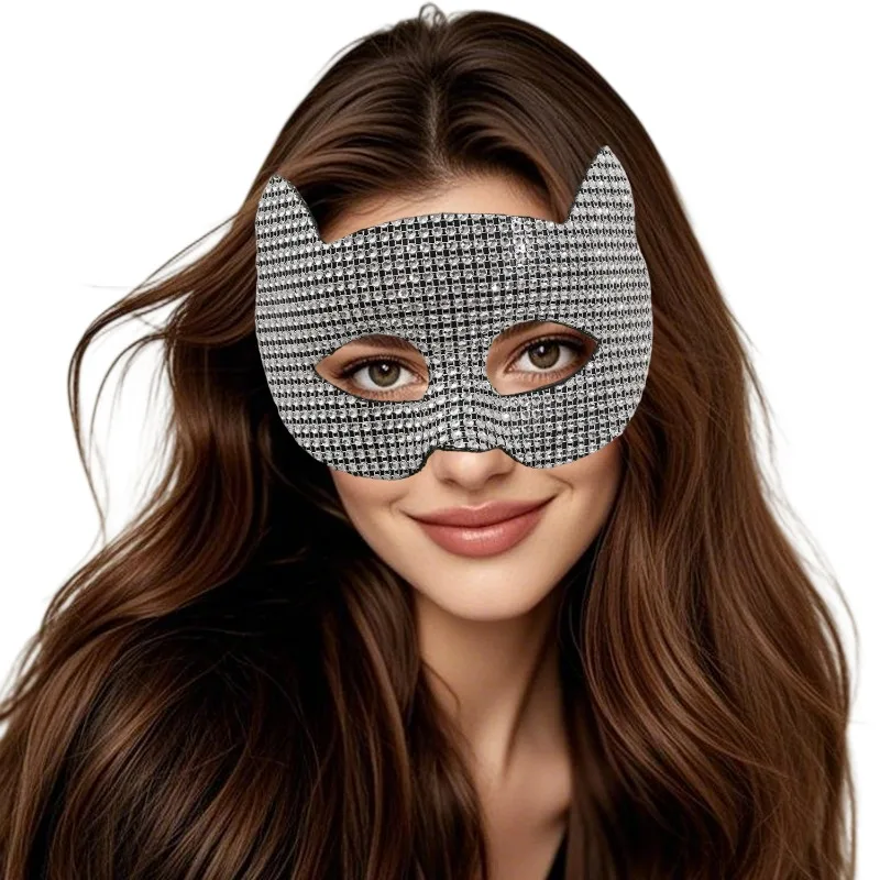 Halloween cosplay máscara de gato brilhante para mulheres festival máscara dança festa desempenho sexy acessórios faciais máscara de gato de festa