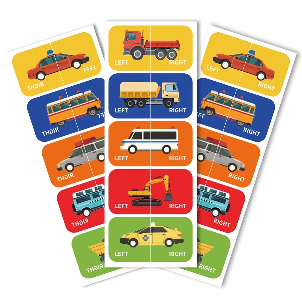 Shoes Stickers for Shoes Learning Left Right Cars Patterns 100pcs Self-Adhesive Shoes Stickers Labels Decals to Help