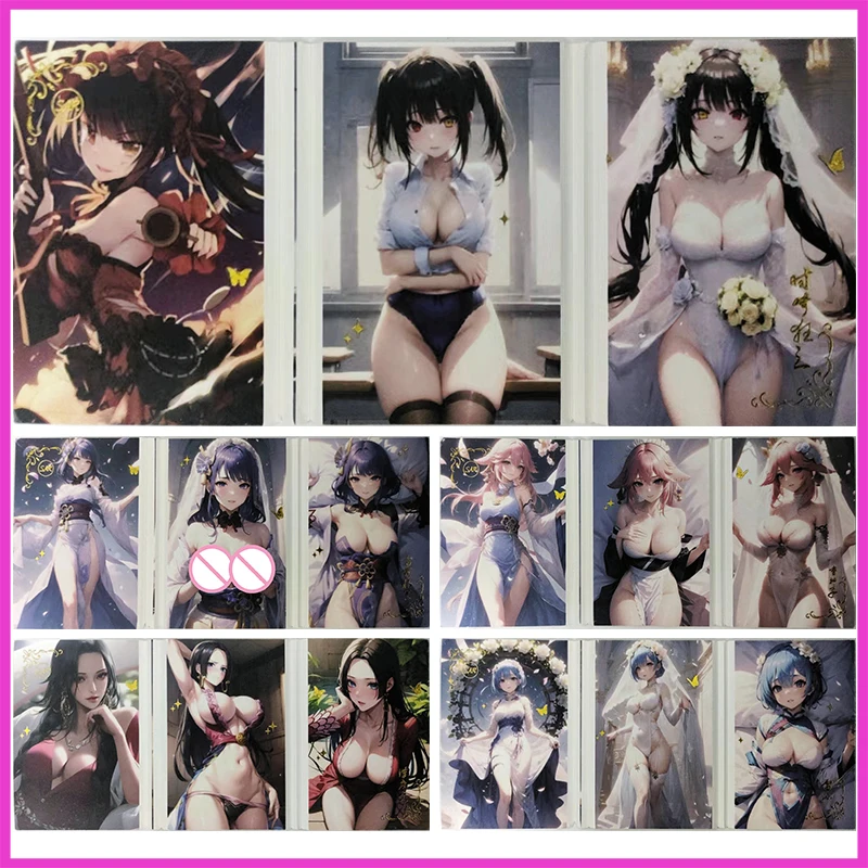 

Anime Goddess Story Rare Folding Refractive Flash Cards Furina Tokisaki Kurumi Toys for boys Collectible Cards Birthday Gifts