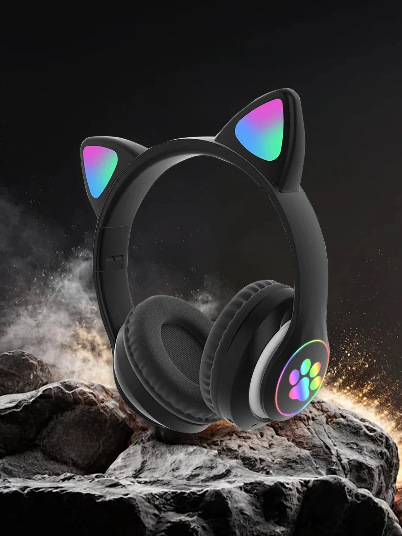 หูฟังไร้สาย Bluetooth อายุการใช้งานแบตเตอรี่ยาวนาน คุณภาพเสียงสูงสําหรับชุดหูฟังหูแมวสําหรับหูฟังเกมเพลง