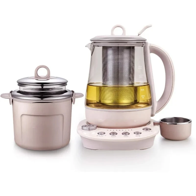 Health-Care Beverage Electric Kettle with Thickened Glass, 9-in-1 Fully Automatic Programmable Brew Cooker