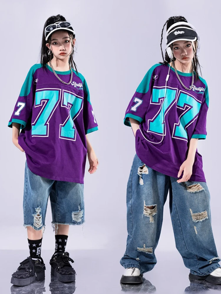 Costumes de danse moderne Jazz pour filles, T-Shirt ample, pantalons Hip Hop, tenues pour garçons, vêtements de scène de danse Hip Hop Rave, nouvelle collection 2025 DQS19868