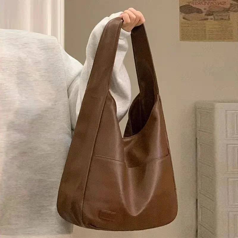 

Women Vintage Hobo Bag Trendy PU Leather Shoulder Bag Large Capacity Retro Tote Handbag Soft Underarm Bag Daily Dating Bag