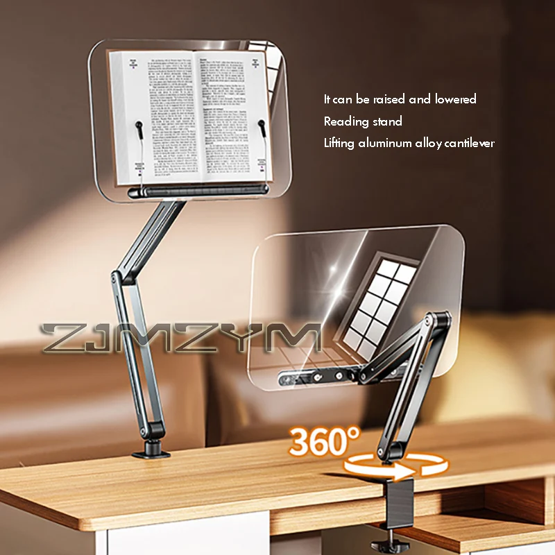 Desk Clamp Book Holder Adjustable Book Stand Holder for Desk, Foldable Reading Rack Compatible with IPad Tablet Notebook Books