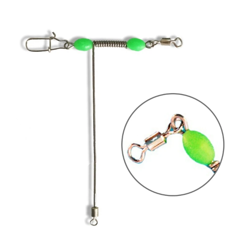 10 Pieces Stainless Steel 3 Way T Swivels With Luminous Beads, T Fishing Line Connectors For Balanced Rigs