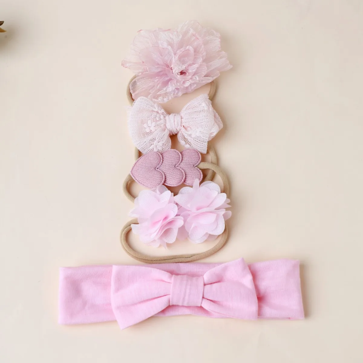 5Pcs Baby Headbands Newborn Girls Flower Lace Bows Hair Bands Soft Children Turban For Babies Toddler Kids Hair Accessories