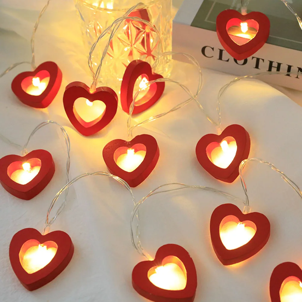 20LED عيد الحب LED الجنية سلسلة ضوء الخشب القلب بالطاقة شكل قلب سلسلة ضوء 3 متر حفل زفاف عيد الحب