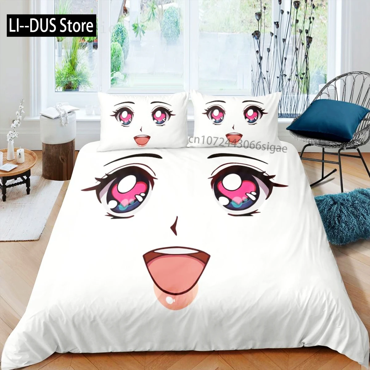 

Cartoon Eyes Duvet Cover Set Facial Features Face Organs Twin Bedding Set For Adult Kids Queen King Microfiber Comforter Cover