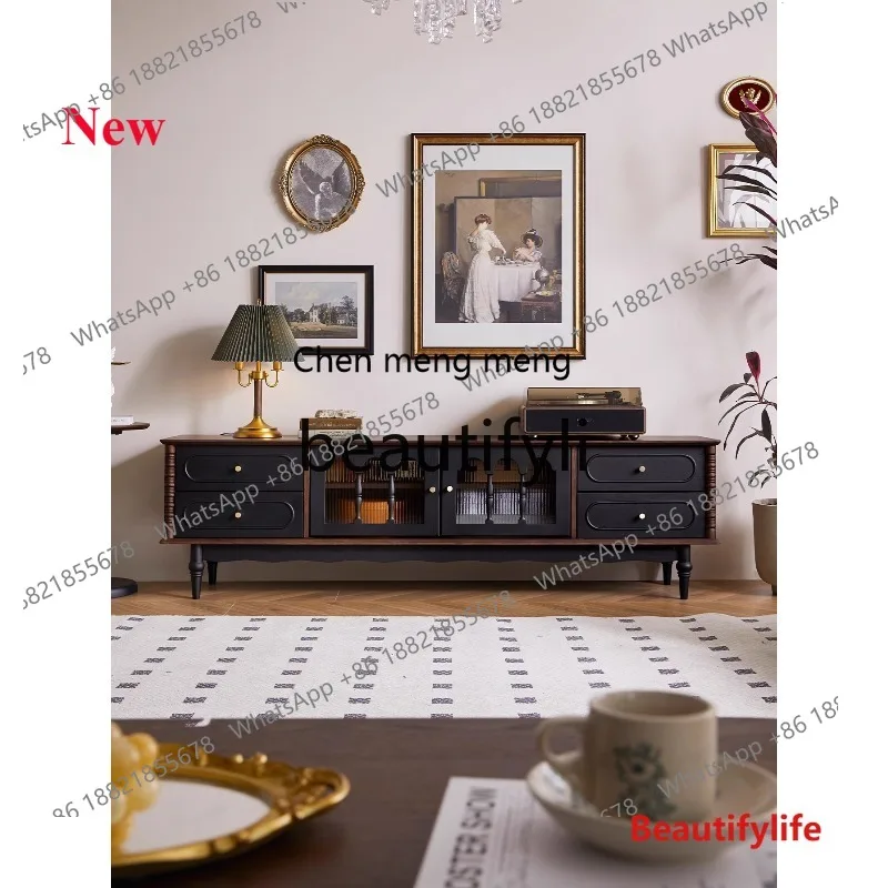 

cn8350 ss французский ретро массив дерева американский винтажный аудиовизуальный комод итальянский журнальный столик набор шкафов для телевизора