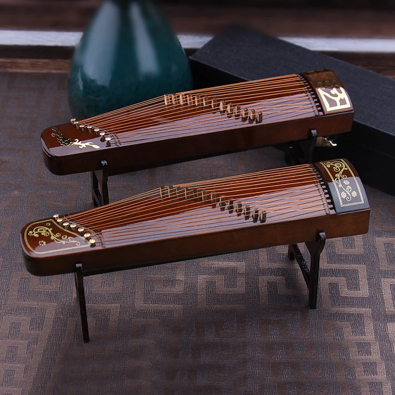 Mini Wooden Guzheng Model Decoration for Boys and Girls Birthday Chinese Traditional Gift Chinese Style Guqin Decorations