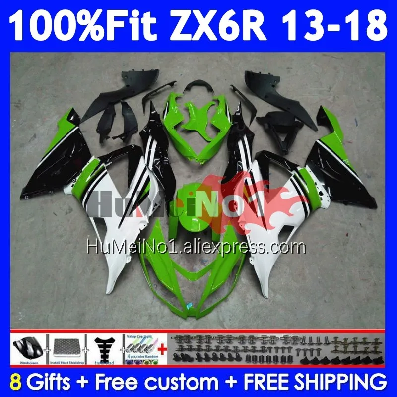 Hot Green Body For KAWASAKI NINJA ZX 6R 636 ZX-6R 209No.138 ZX6R 13 14 15 16 17 18 2013 ZX636 2014 2015 2016 2017 2018 Fairing