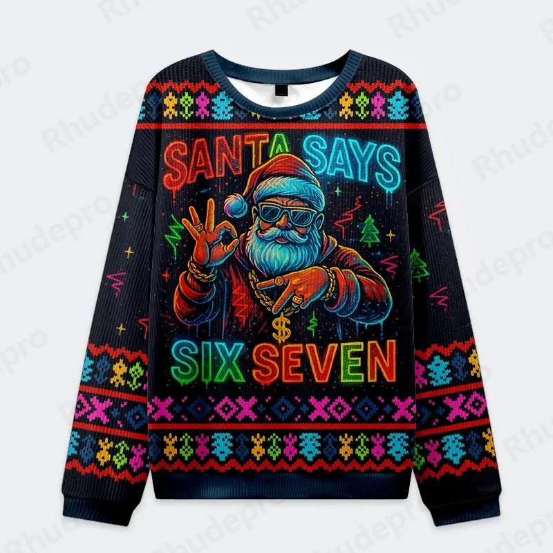 Funny Santa Claus Snowman Graphic Ugly Christmas Sweater Fashion Sweatshirts Holiday Gingerbread Man Cookies Pullovers 2027 New