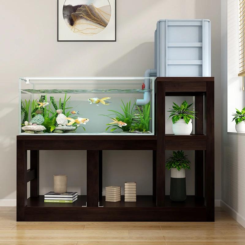 fish tank rack, solid wood living room partition, small and medium-sized, simple household multi-layer , customized filter