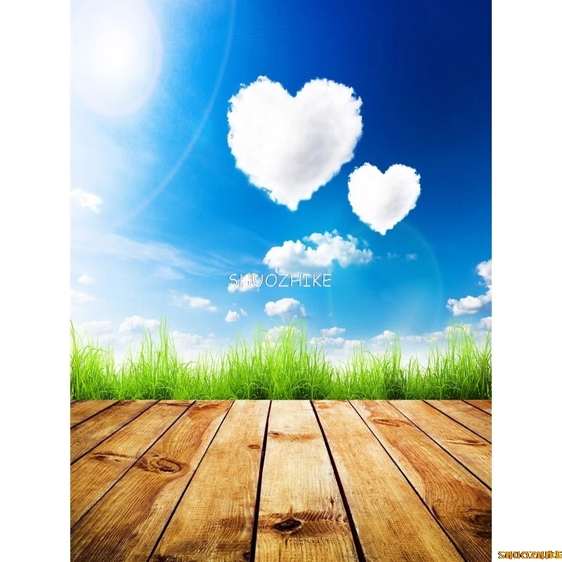 SHUOZHIKE Thin Cloth Valentine Day Photography Backdrops Prop Love Heart Rose Wooden Floor Photo Studio Background  211215-03