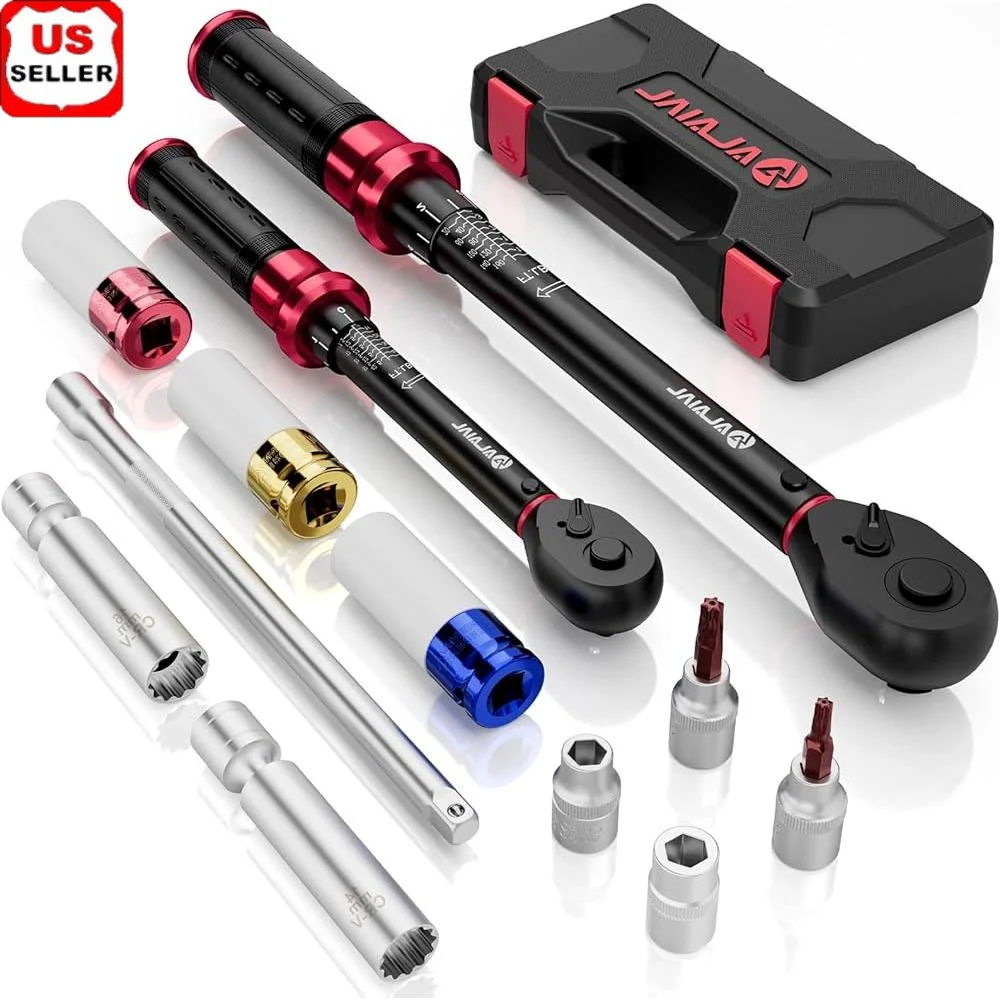 

Professional Torque Wrench Set 12Pcs 1/2 3/8 Drive 10-170 ft lb 5-45 ft lb with Dual Directional Sockets