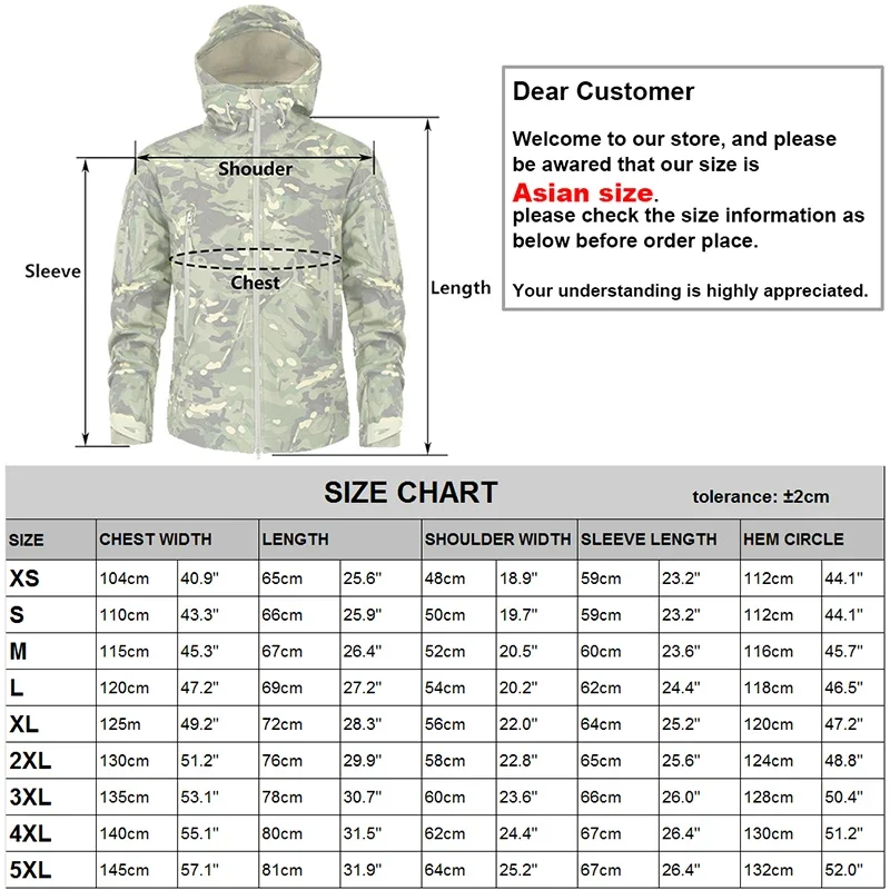 Camouflage Windproof Waterproof Coat Tops Men Outdoor Hiking Soft Shell Fleece Thick Warm Tactical Jacket Size S-5XL