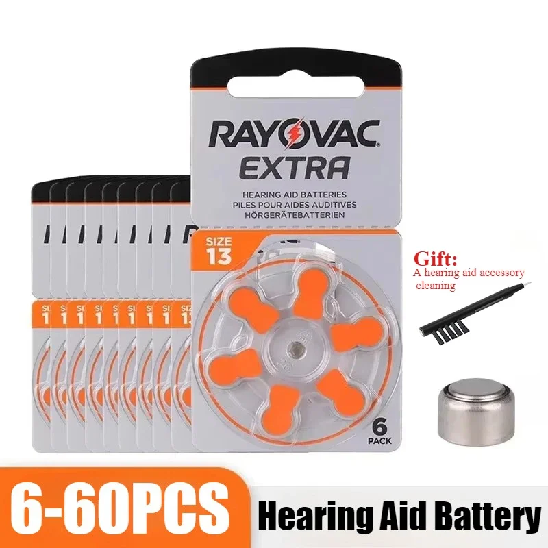 6-60PCS  Hearing Aid A13 Battery RAYOVAC EXTRA Zinc Air Batteries 1.45V.13A A13 P13 PR48 Battery For BTE CIC RIC OE Hearing Aids