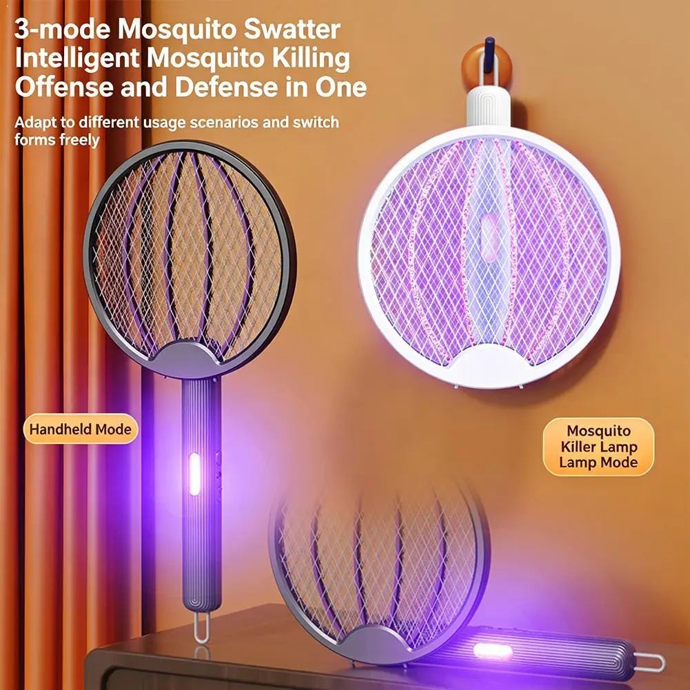 Foldable Electric Mosquito Swatter 3-in-1 Electric Mosquito Killer Anti-mosquito Lamp Rechargeable Wall-Mounted Mosquito Swatter