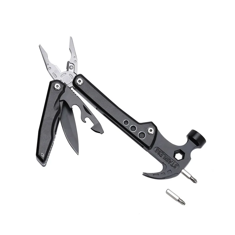 

Outdoor Portable Camping Multi-purpose Folding Tool Knife Claw Hammer Stainless+Aluminium Multi Functional Tools Plier Hammer