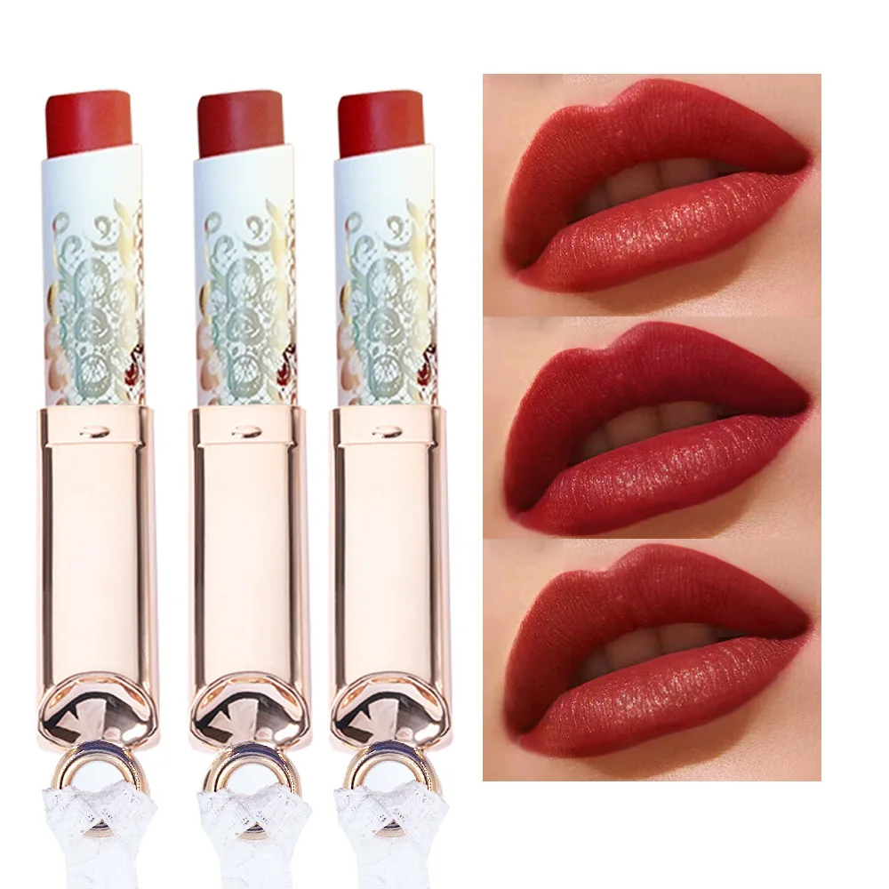 

Qixi Valentine's Day gift lace whisper light fog matte lipstick fog face matte small white tube mouth red 3 sets for girlfriend.