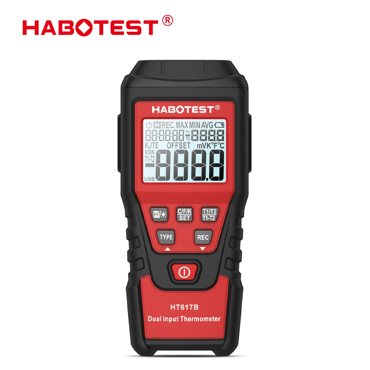 HABOTEST HT617B 2-channel digital thermometer portable temperature tester suitable for blast furnaces and liquid hydrogen