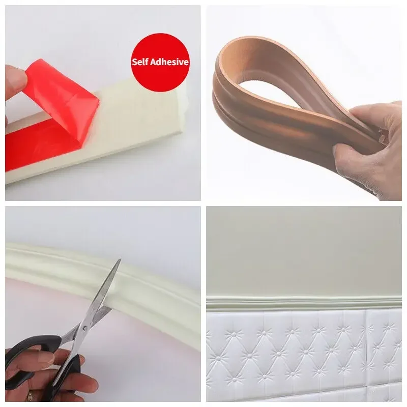 5M Self-Adhesive Border Line Wall Sticker - Soft Thick Anti-Collision Skirting for TV Background Decor, Ceiling and Wall Trim - Image 6