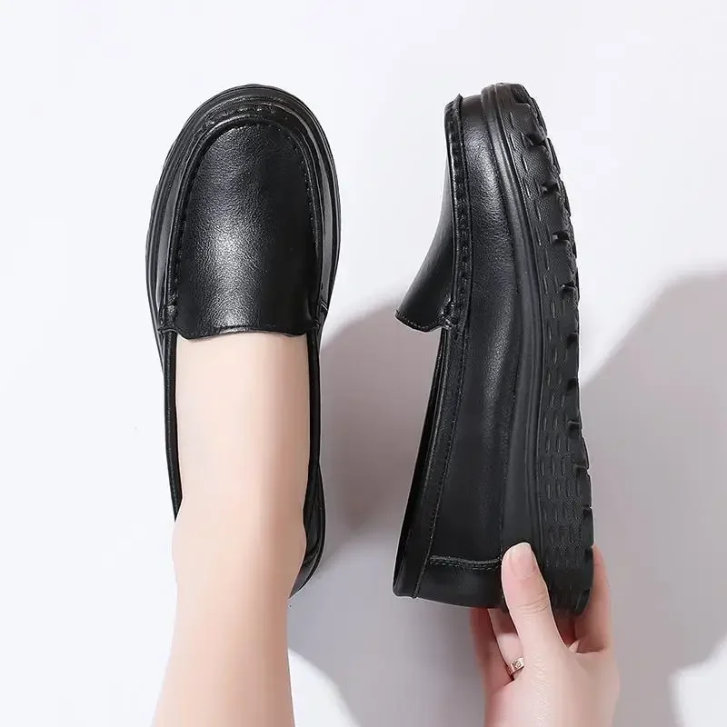 

Genuine Leather Shoes Children's Spring and Autumn 2024 New Thick Heel Shoes Moccasins Flat Loafers