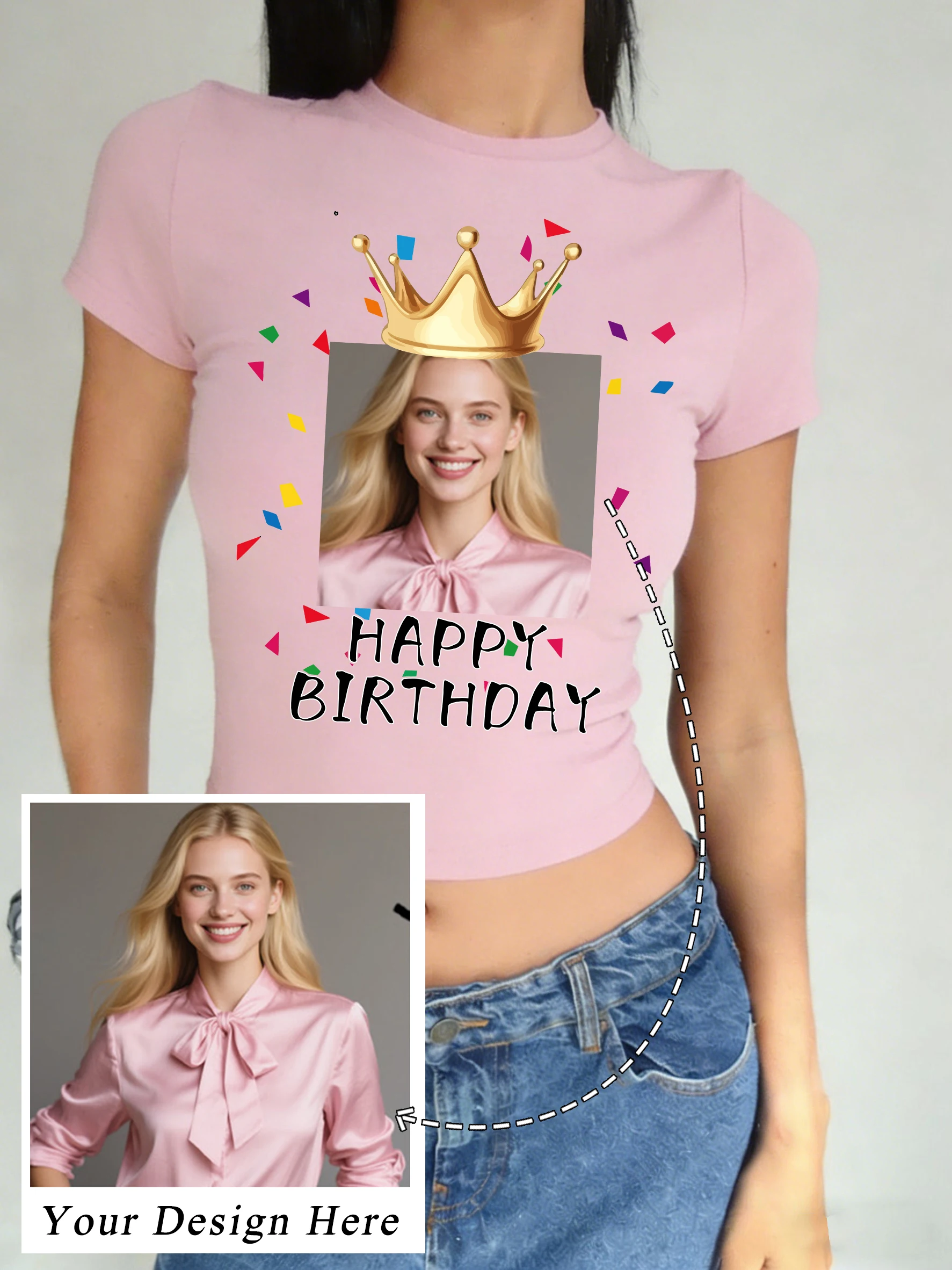 Creative Picture Design Women's T-shirt Family Party Clothes Sisters Celebrate Clothing Yoga Elasticity Tee Spicy Girl Style