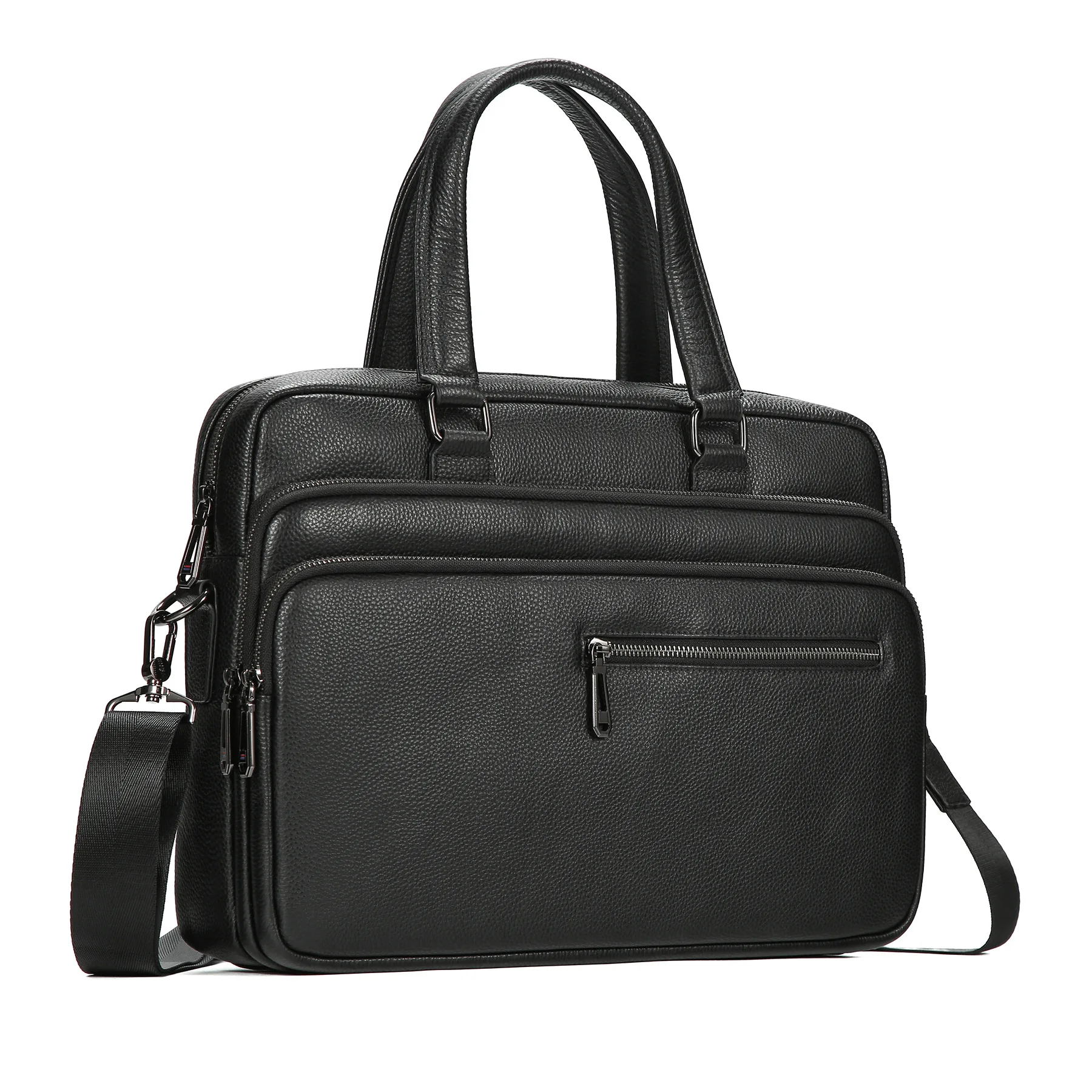 Мужской портфель из натуральной кожи с несколькими карманами, 14-дюймовая деловая многофункциональная сумка на одно плечо для хранения компьютера