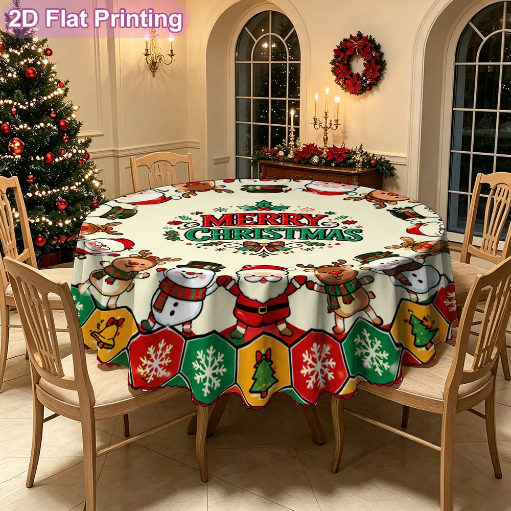 2D flat model, Merry Christmas Santa snowman pattern carpet tablecloth 1 piece,