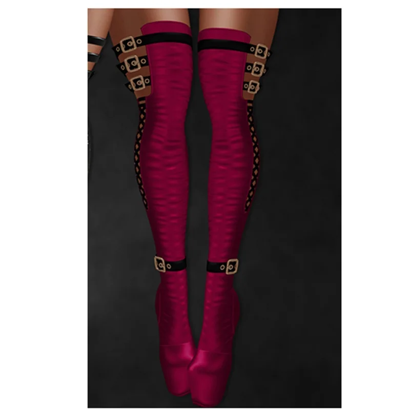 Czerwono-czarne patchworkowe botki z klamrą, ażurowe, na cienkim wysokim obcasie, seksowne, modne, fajne, zimowe, codzienne, duże rozmiary, damskie buty, zapatillas mujer.