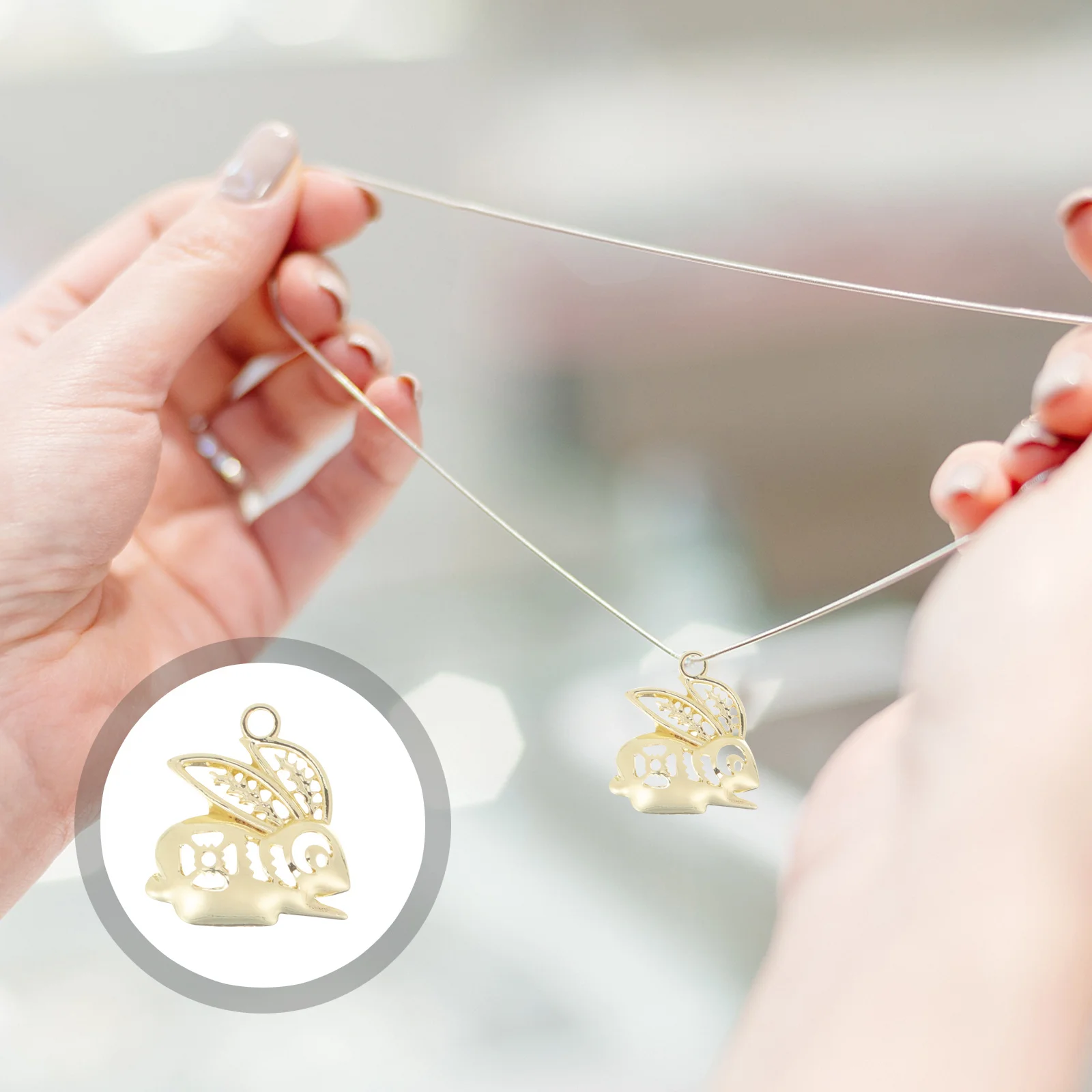 10Pcs Car Keychain Rabbit Charms Alloy DIY Jewelry Pendants Bracelet Necklace Accessories Alloy Rabbit Charms Necklace Charm