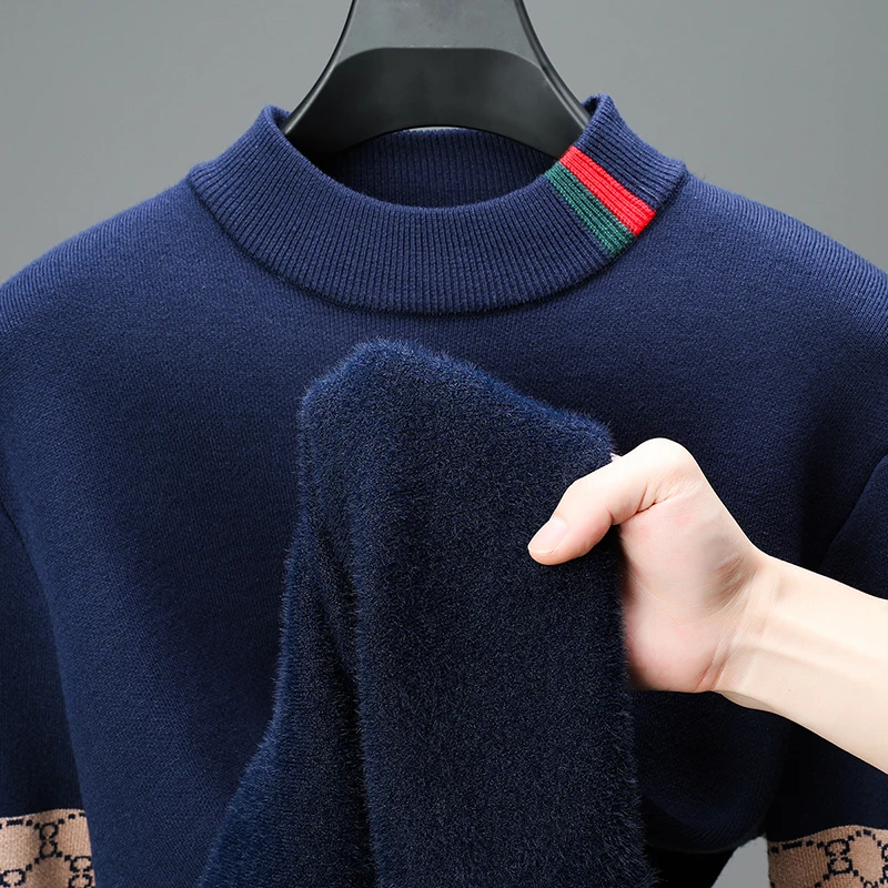 

Роскошный брендовый мужской пуловер с круглым вырезом, трикотаж, осень-зима, Новое поступление, утепленный жаккардовый мягкий свитер, модная красивая мужская одежда