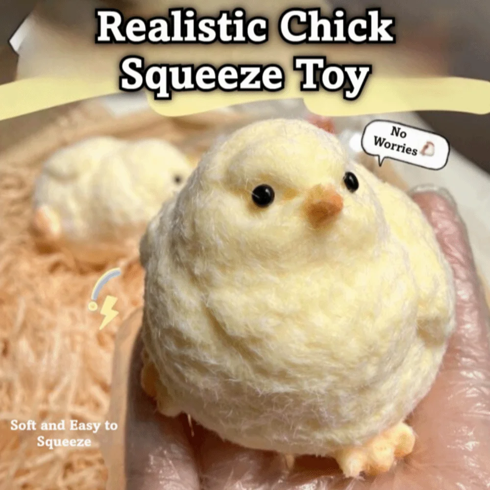 Cute Soft Squeeze Chick Toy Slow Rebound Yellow Color Fidget Toy Handmade Fluffy Texture Squeeze Toy for Children