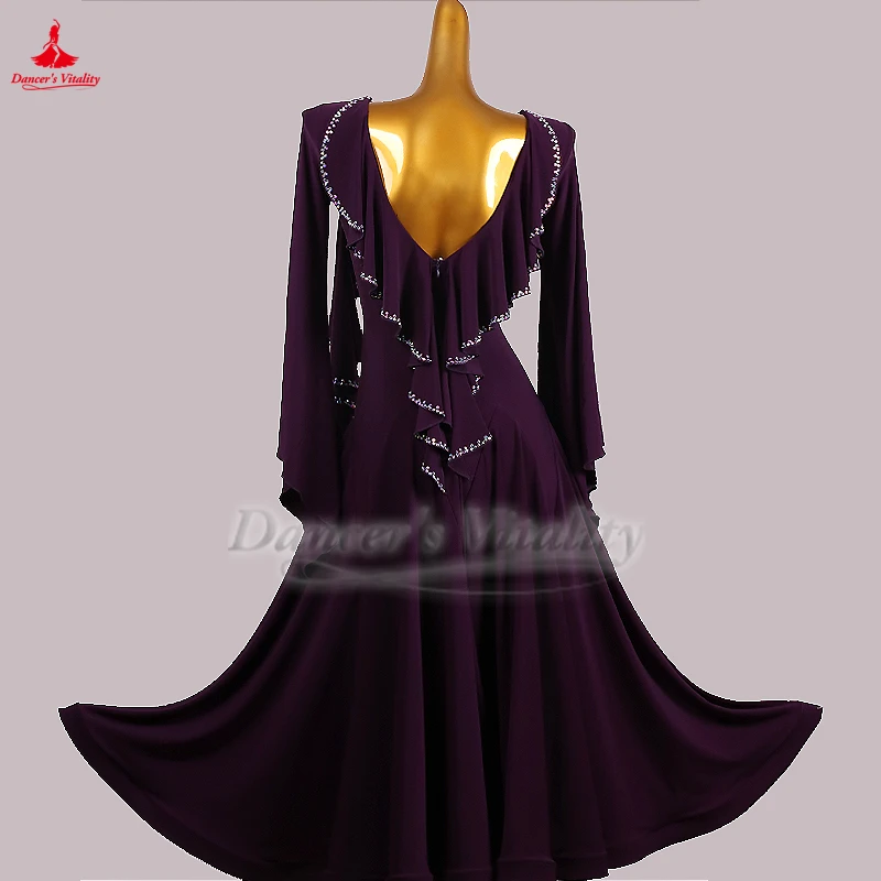 여성 사회 댄스 전문 경쟁 드레스 성인 왈츠 폭스트롯 퀵 스텝 연습 및 공연 의류 사용자 정의